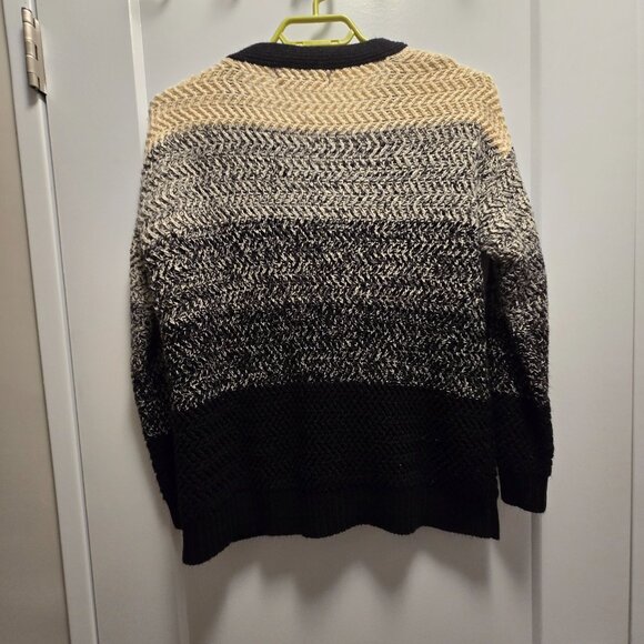 FOREVER 21 Women's Black Grey Cream Button-Down V-Neck Cardigan - Medium - Picture 11 of 15